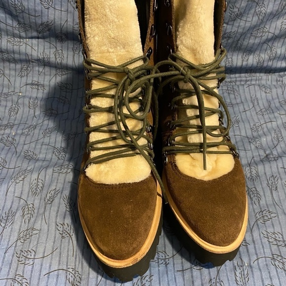 All Black suede and faux shearling hiking boots size 38 - Picture 2 of 9